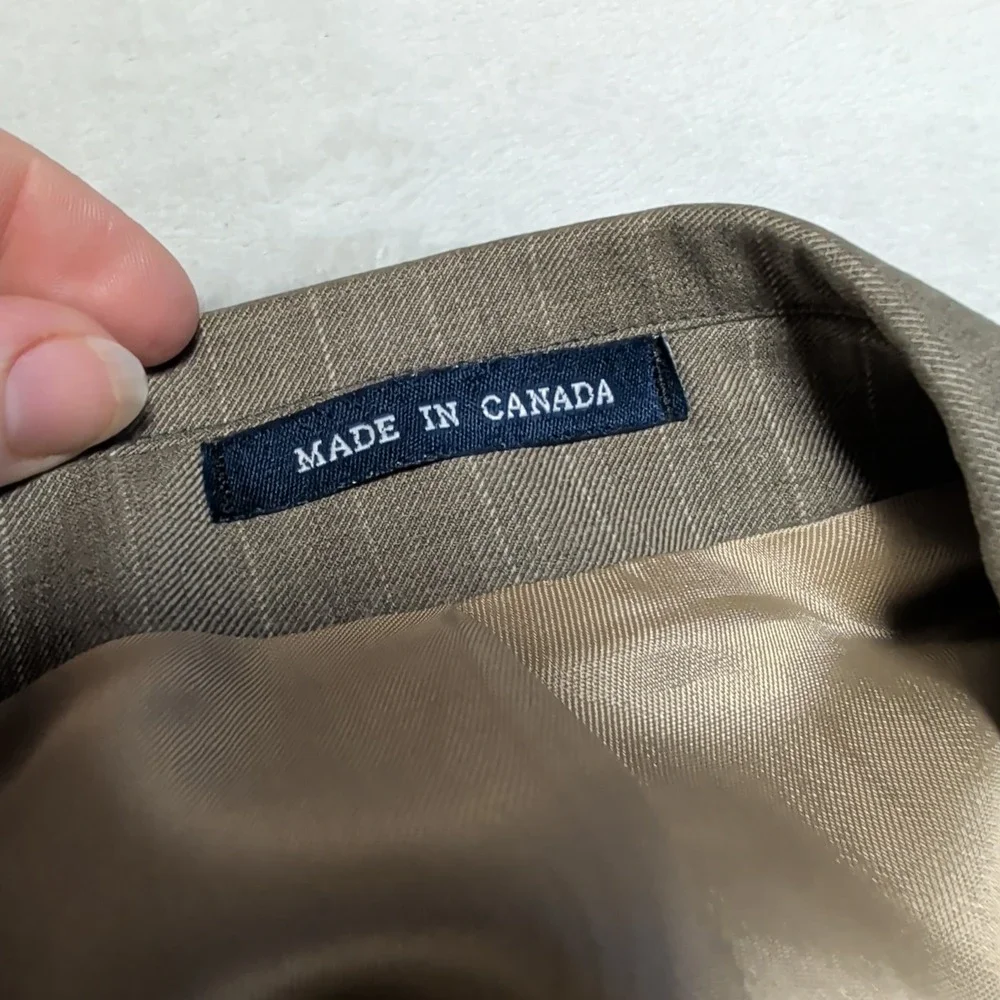 Vintage Ralph Lauren Mens 2pc Pinstripe Suit 42R 38x28 Tan 3 Button Union Canada